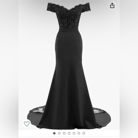 Black Long Cocktail Dress - Picture 5 of 6